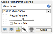Flash Player microphone settings